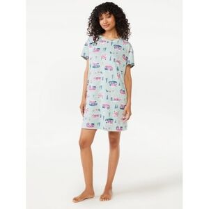 Sleepshirt with Pockets, Nightgown T-Shirt, Christmas Print, Medium